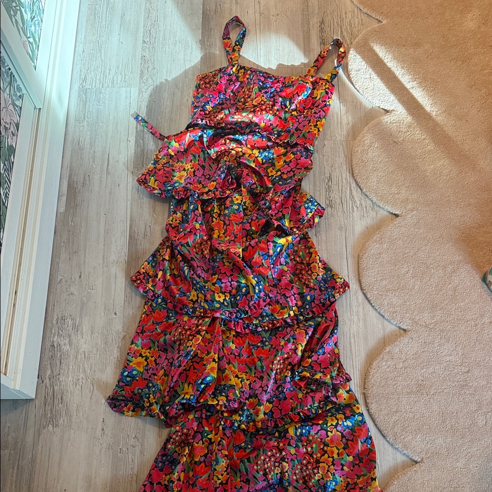 Vibrant Floral Tiered Dress